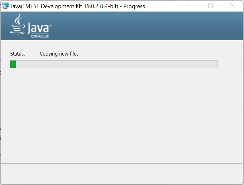 java installation progress on windows