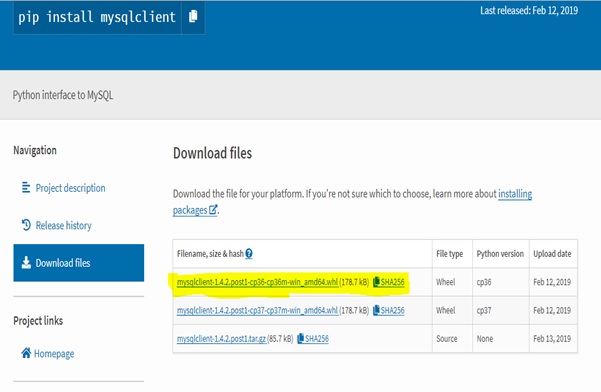 mysqldb installation steps: